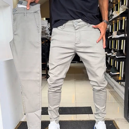 Men’s Slim-Fit Casual Solid Color Pants