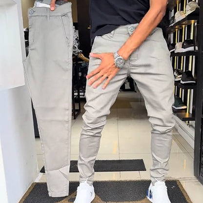 Men’s Slim-Fit Casual Solid Color Pants