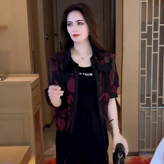 Women's Floral Chiffon Shirt