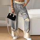 🍁Early Autumn Special Offer✨Patchwork Denim Elastic Drawstring Wide-Leg Pants