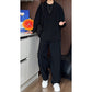 False Two-Piece V-Neck Shirt & Pants Set