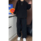 False Two-Piece V-Neck Shirt & Pants Set