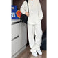 False Two-Piece V-Neck Shirt & Pants Set