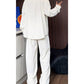 False Two-Piece V-Neck Shirt & Pants Set