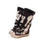 Women's Retro Flat Slouch Mid-Calf Canvas Boots
