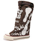 Women's Retro Flat Slouch Mid-Calf Canvas Boots