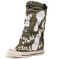Women's Retro Flat Slouch Mid-Calf Canvas Boots