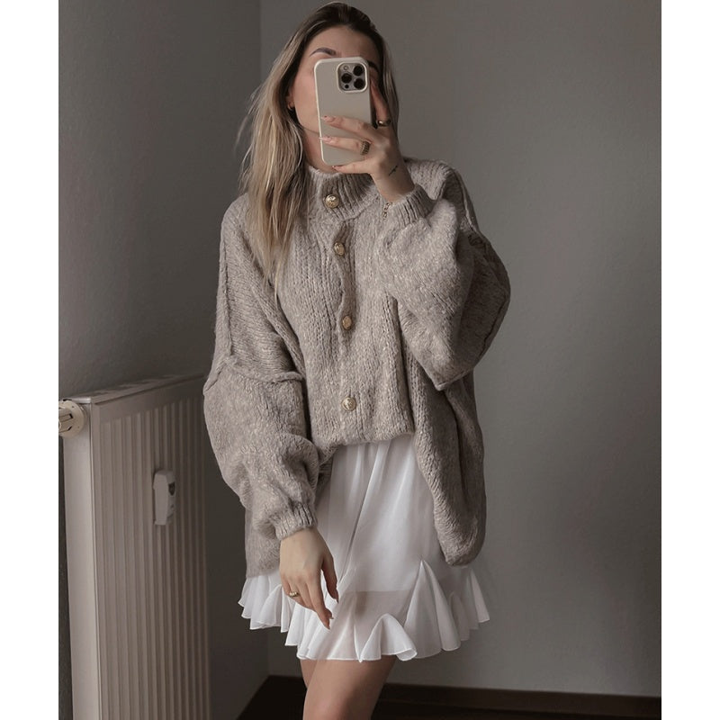 Chic Women's Round-Neck Sweater Coat