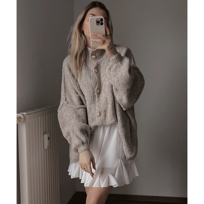 Chic Women's Round-Neck Sweater Coat