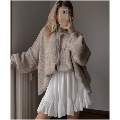 Chic Women's Round-Neck Sweater Coat