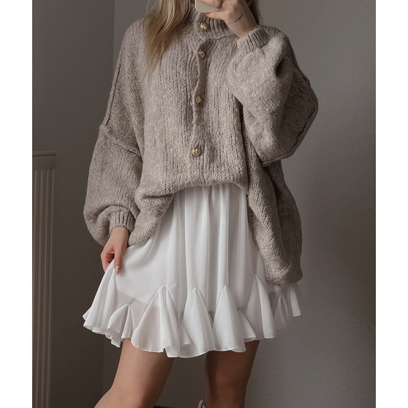 Chic Women's Round-Neck Sweater Coat