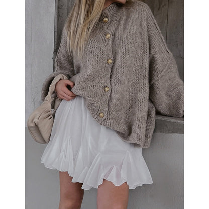 Chic Women's Round-Neck Sweater Coat