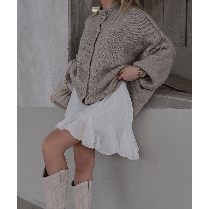 Chic Women's Round-Neck Sweater Coat