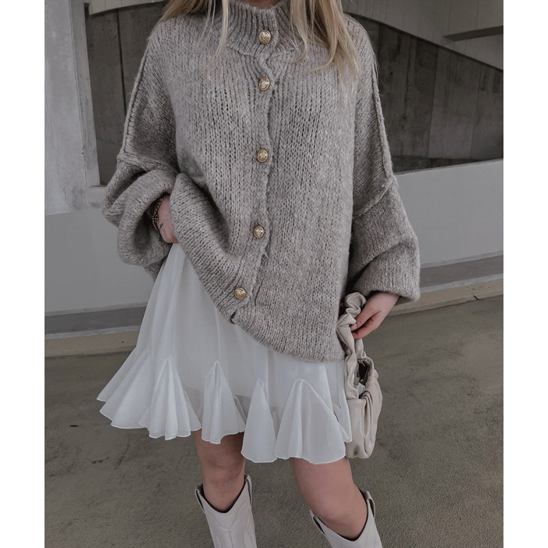Chic Women's Round-Neck Sweater Coat