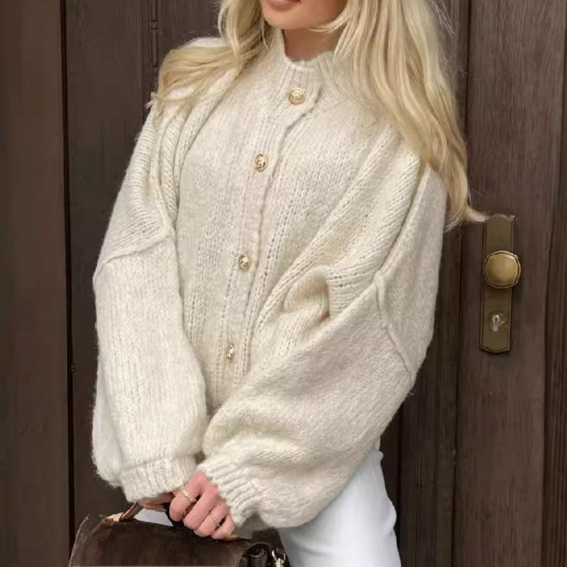 Chic Women's Round-Neck Sweater Coat