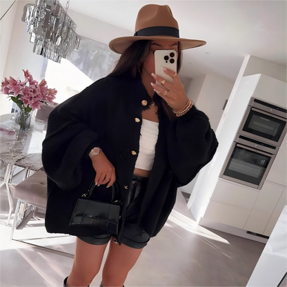 Chic Women's Round-Neck Sweater Coat