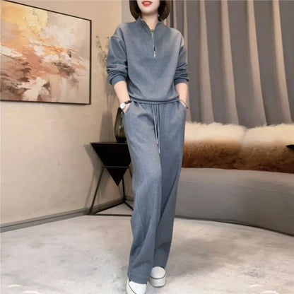 Cropped Sweetshirt & Wide-Leg Pants Set