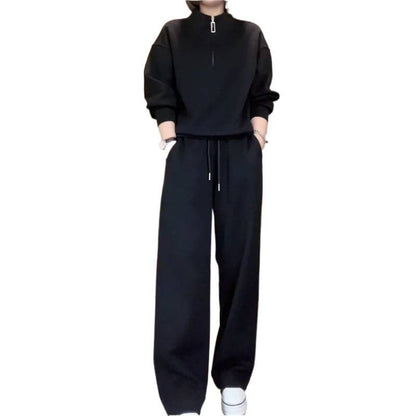 Cropped Sweetshirt & Wide-Leg Pants Set