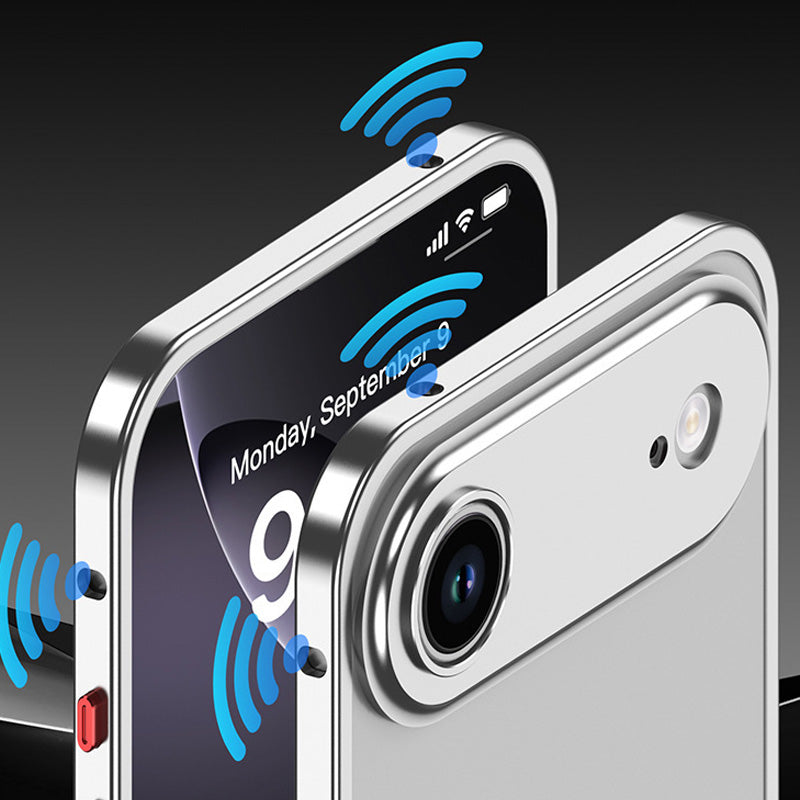 Metal Bare Frame Heat-Dissipating iPhone Case with Seahorse Buckle Design