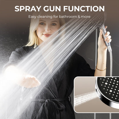 🚿 High-Pressure Adjustable Rainfall Shower Head – 360° Tilt, Easy Clean Surface, Compatibility with Standard Shower Hoses 💧