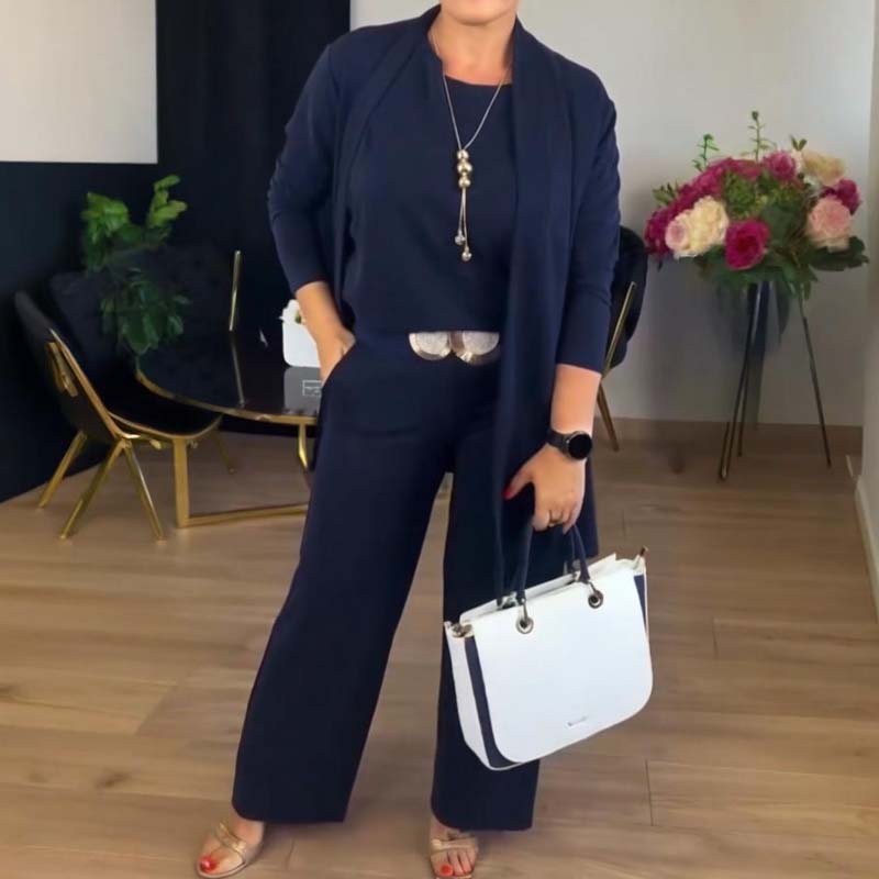 🔥 DON’T MISS OUT!⏰Elegant 3-piece set including long cardigan, top and pants💞