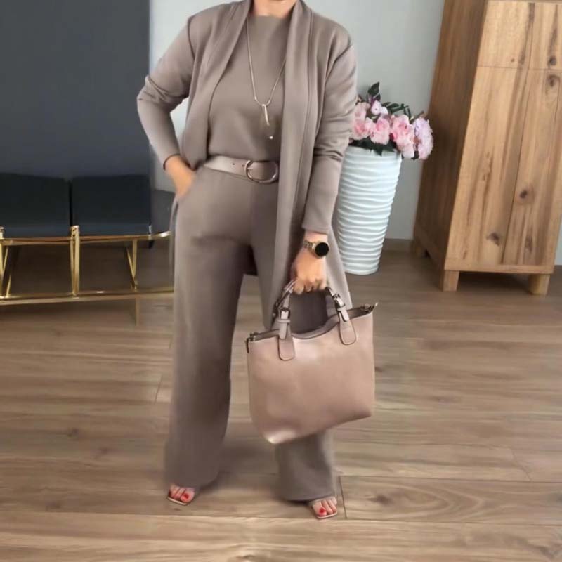 🔥 DON’T MISS OUT!⏰Elegant 3-piece set including long cardigan, top and pants💞