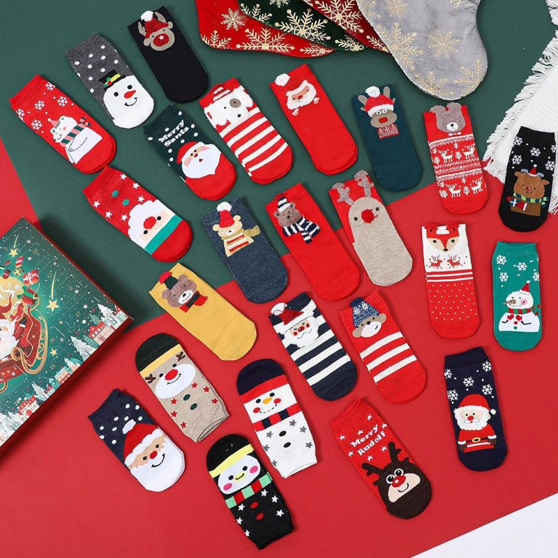 💖Christmas Sale 50% OFF🧦24 Pairs of Christmas Socks Advent Calendar For Children