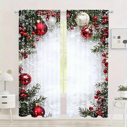 Christmas Window Curtains 2-Piece Set for Home Decor