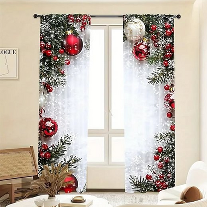 Christmas Window Curtains 2-Piece Set for Home Decor