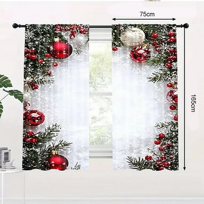 Christmas Window Curtains 2-Piece Set for Home Decor