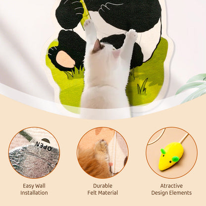 🐱🖼️ Wall-Mounted Scratching Post Without Drilling – Sustainable Felt, Built-in Toys & Space-Saving (Perfect for Scratching-Loving Cats!)