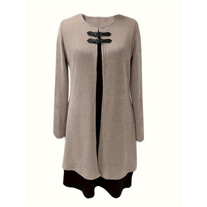 Women's Faux Two-Piece A-Line Knee-Length Dress