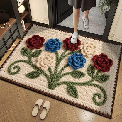💥🎄Christmas Sale 50% OFF🎅💥3D Floral Yarn Anti-Slip Absorbent Floor Mat
