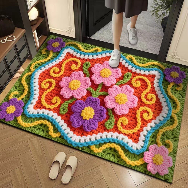 💥🎄Christmas Sale 50% OFF🎅💥3D Floral Yarn Anti-Slip Absorbent Floor Mat