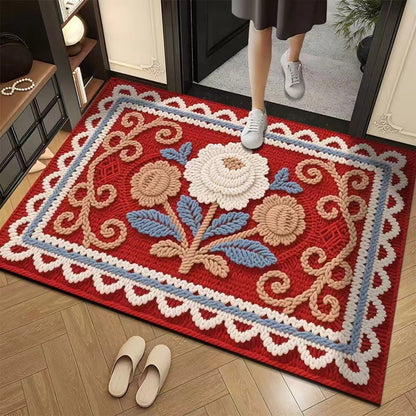 💥🎄Christmas Sale 50% OFF🎅💥3D Floral Yarn Anti-Slip Absorbent Floor Mat