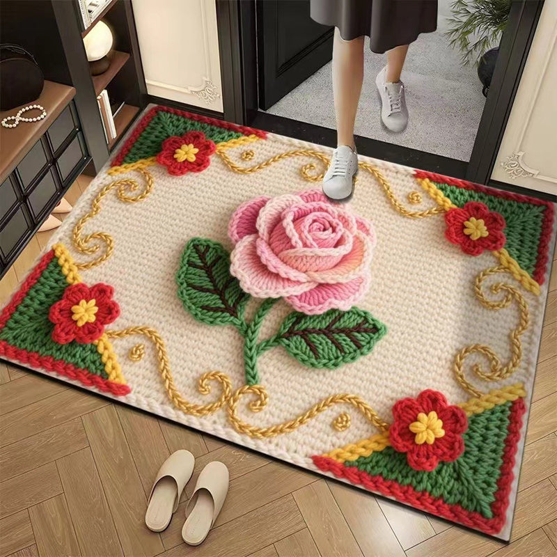 💥🎄Christmas Sale 50% OFF🎅💥3D Floral Yarn Anti-Slip Absorbent Floor Mat