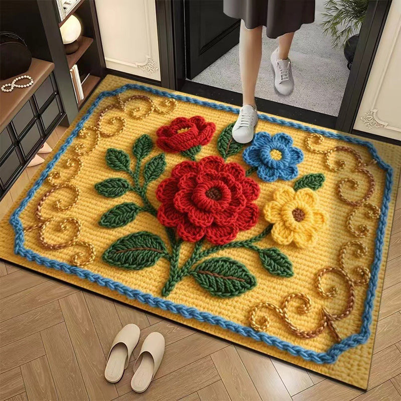 💥🎄Christmas Sale 50% OFF🎅💥3D Floral Yarn Anti-Slip Absorbent Floor Mat