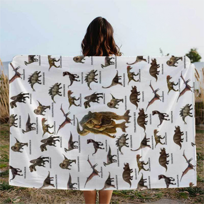 Soft Warm Dinosaur Print Blanket