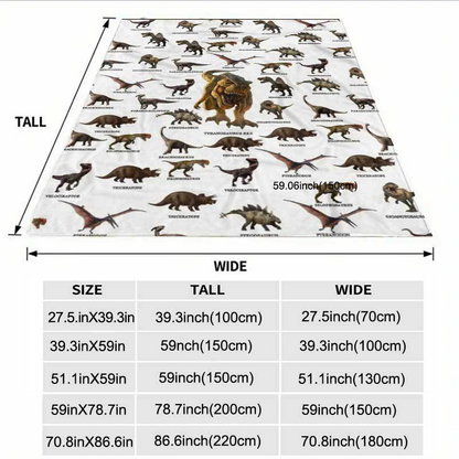 Soft Warm Dinosaur Print Blanket
