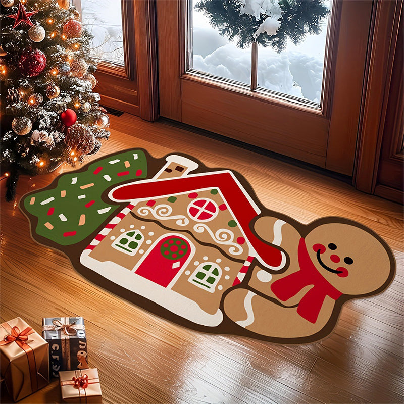 Christmas Gingerbread Man Doormat – Non-Slip & Absorbent