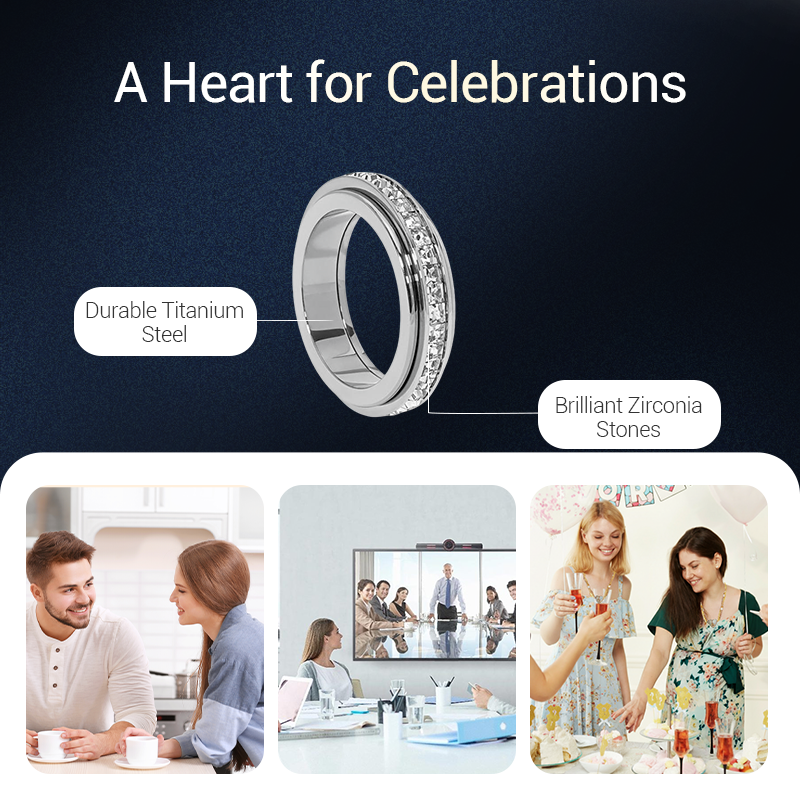 【📍Exquisite Collection📍】Titanium Steel Rotatable Spinner Ring with Zirconia