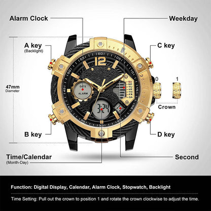 ⏰Black Friday Sale 50% OFF💥💥Multifunctional Dual Display 3ATM Waterproof Men's Quartz Sports Watch