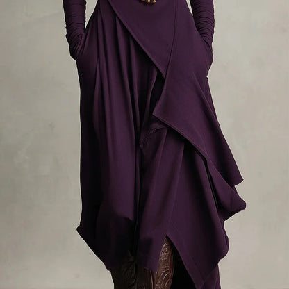 【📍Exquisite Collection📍】Women's Elegant High-Neck Asymmetrical Draped Maxi Dress