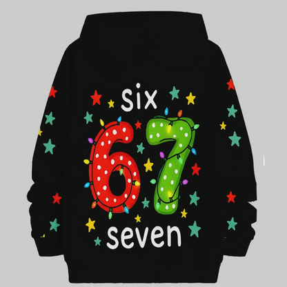 ✨🎅Last-Minute Christmas Offers 🎄⏰Kids' "67" Graphic Christmas Pullover Hoodies