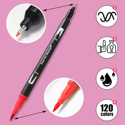 120 Colors Washable Dual-tip Painting Pens