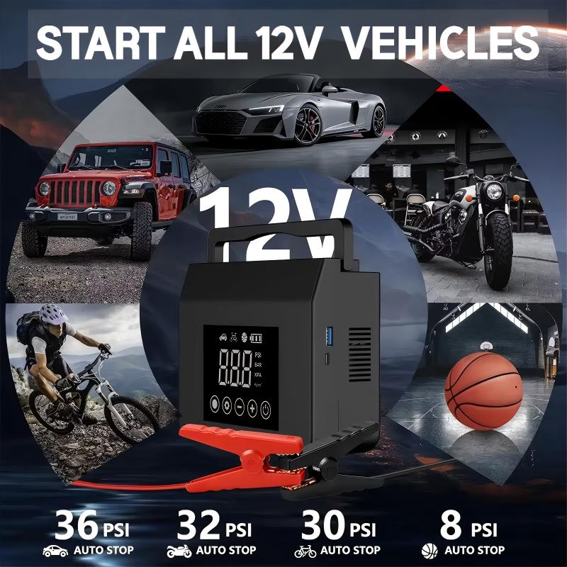 🔥50% OFF | 2-in-1 Car Starter & Air Compressor - Start Your Engine and Inflate Tires Anytime, Anywhere 🚗