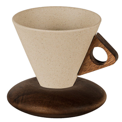 🎄 Christmas Sale: Up to 50% Off!🎁Vintage Coffee Mug with Wooden Handle & Saucer
