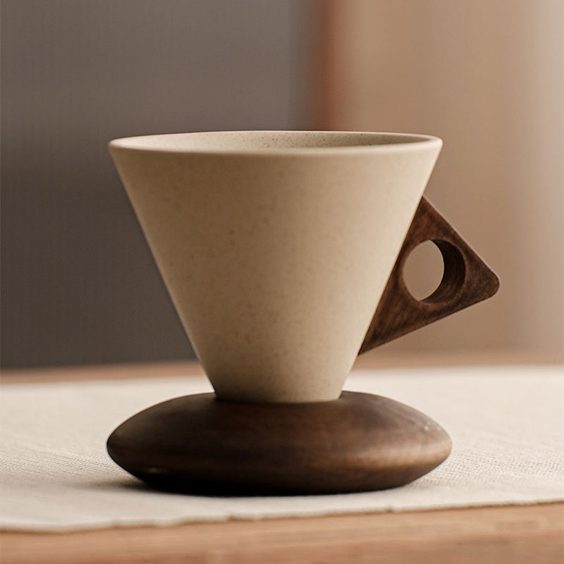 🎄 Christmas Sale: Up to 50% Off!🎁Vintage Coffee Mug with Wooden Handle & Saucer