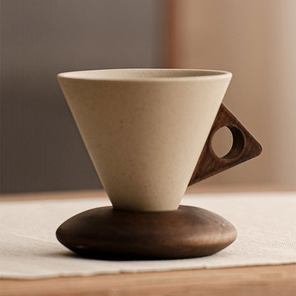 🎄 Christmas Sale: Up to 50% Off!🎁Vintage Coffee Mug with Wooden Handle & Saucer