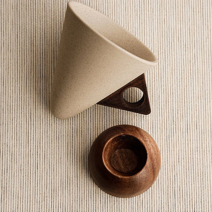 🎄 Christmas Sale: Up to 50% Off!🎁Vintage Coffee Mug with Wooden Handle & Saucer